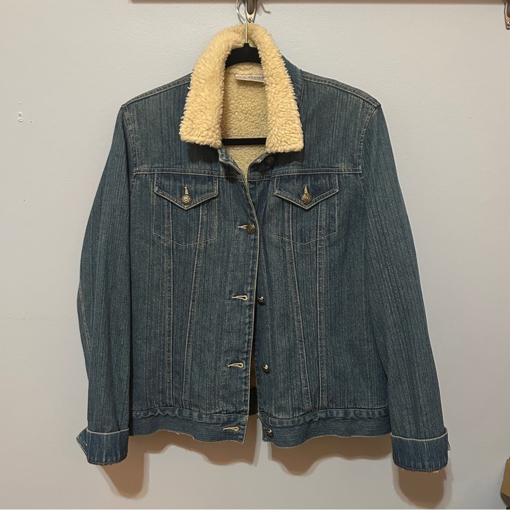 kim rogers sherpa lined denim winter jacket